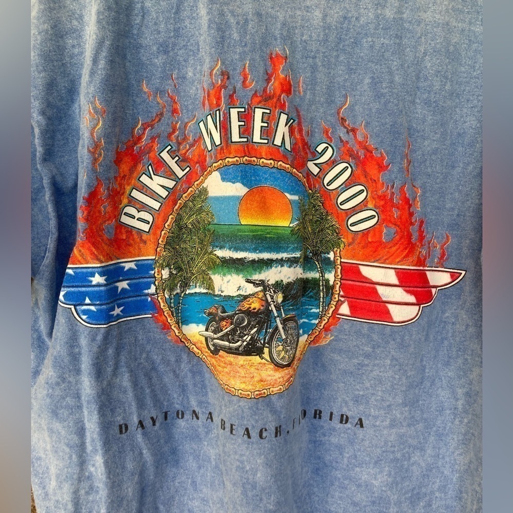Vtg Y2K 2000 Bike week Daytona Beach Florida Single Stitch Sz L Tee Shirt